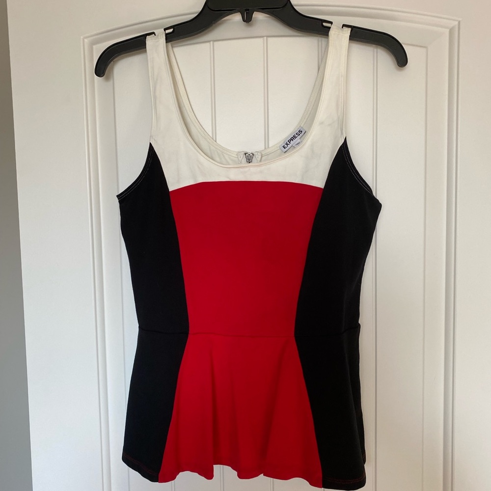 Express Tank Color Block Peplum Medium